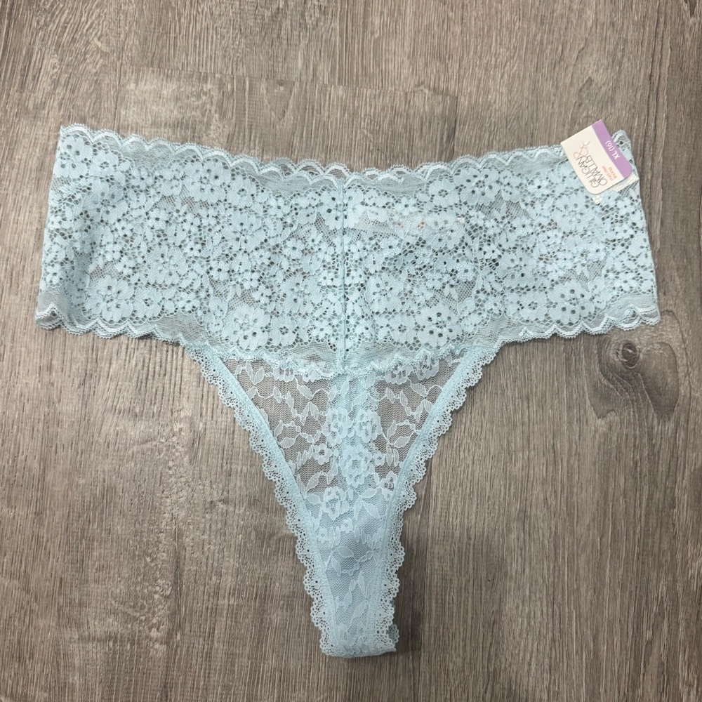 Women's Lace Thong in Light Blue